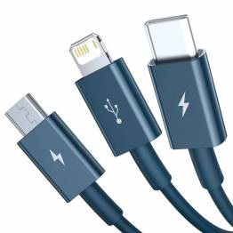  Multi oplader kabel Lightning, MicroUSB og USB-C i sølv Ugreen