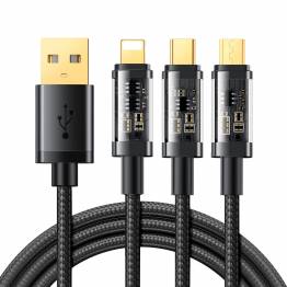 Multi oplader kabel Lightning, MicroUSB og USB-C i sølv Ugreen