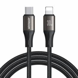 Joyroom Light-Speed geweven USB-C naar Lightning kabel - 2m - Zwart
