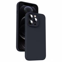 Siliconen iPhone 12 Pro hoesje met microfiber voering - Zwart