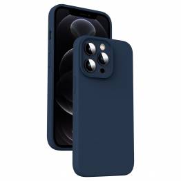 Siliconen iPhone 12 Pro hoesje met microfiber voering - Donkerblauw