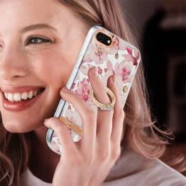  Beschermende iPhone 12 Pro Max hoesje met vingerhouder - Roze gardenia