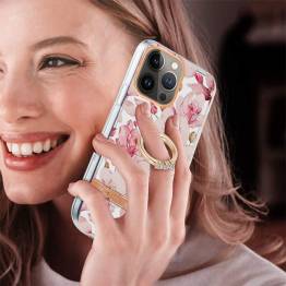  Beschermende iPhone 13 Pro Max hoes met vingerhouder - Roze gardenia