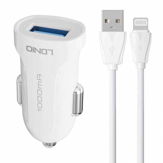 LDNIO autolader met 1m Lightning-kabel - 12W