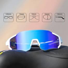  RockBros gepolariseerde fietsbril met etui en frame voor lenzen op sterkte - Wit/Blauw