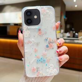 iPhone 11 beschermhoes - Bloemen en glinsterende sterren