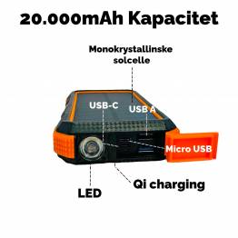  Solcellebatteri med 8000 mAh powerbank