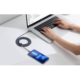  Baseus geweven USB-C naar Lightning kabel - 2m - Zwart/Blauw