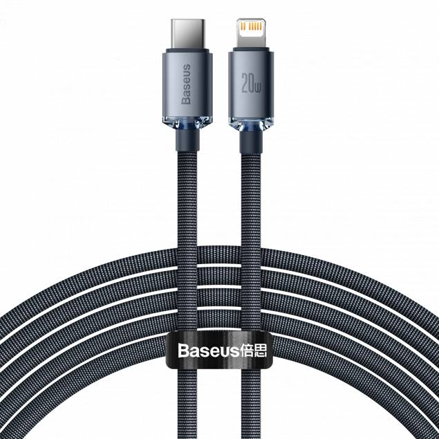 Baseus geweven USB-C naar Lightning kabel - 2m - Zwart/Blauw