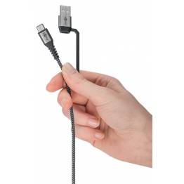  Goobay 2-in-1 stevig gevlochten multikabel USB/USB-C naar USB-C - 60W - 2 meter