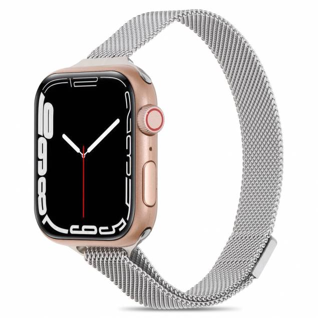 Smalle magnetische milanese band voor Apple Watch 42/44/45/49 mm - Zilver