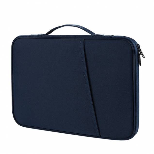 Macbook 13" hoesje van jacquard stof met beschermende pluche voering - zwart.