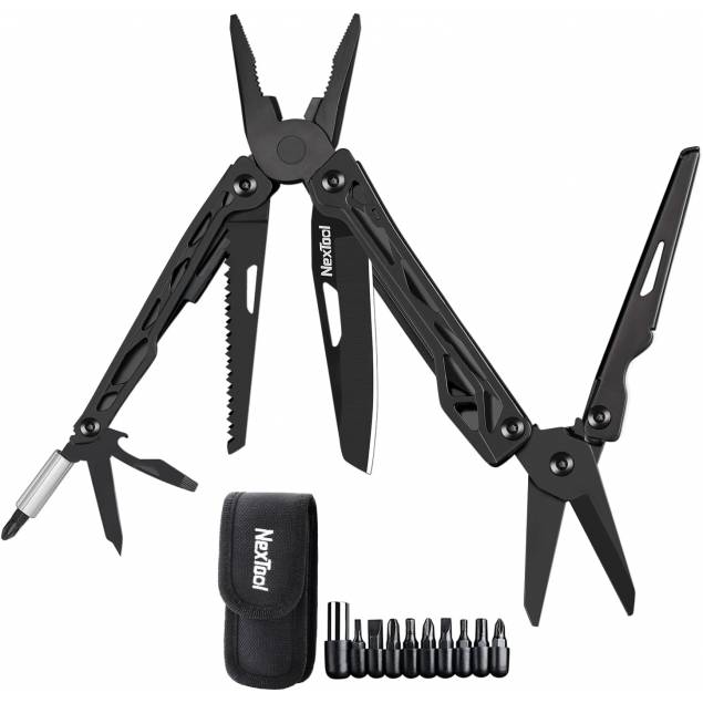 NexTool Black Knight multitool 11-in-1 met 9 bits - Zwart