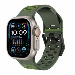 2-kleurige siliconen band voor Apple Watch 42/44/45/49mm - Legergroen/Groen