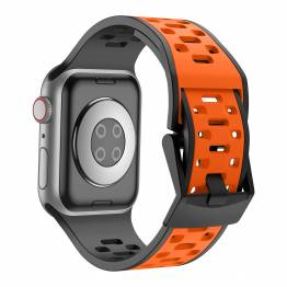  2-kleurige siliconen band voor Apple Watch 42/44/45/49mm - Zwart/Oranje