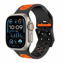 2-kleurige siliconen band voor Apple Watch 42/44/45/49mm - Zwart/Oranje