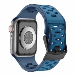  2-kleurige siliconen band voor Apple Watch 42/44/45/49mm - Marineblauw/Blauw