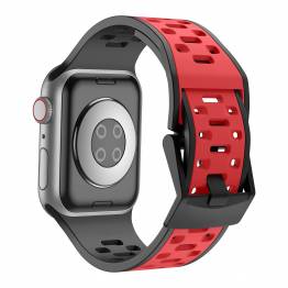  2-kleurige siliconen band voor Apple Watch 42/44/45/49mm - Zwart/Rood