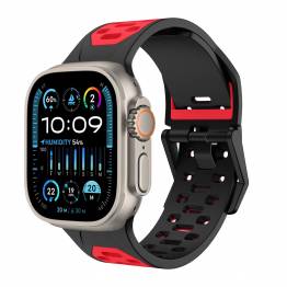 2-kleurige siliconen band voor Apple Watch 42/44/45/49mm - Zwart/Rood