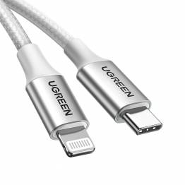 Ugreen geweven USB-C naar Lightning kabel - MFi - 1m - Zilver