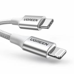  Ugreen geweven USB-C naar Lightning kabel - MFi - 1m - Zilver