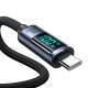 Joyroom geweven USB-C kabel met display - 100W - 1,2m - Zwart