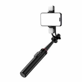  Selfiestick 3-in-1 met tripod, afstandsbediening en dual LED verlichting - tot 1,33m