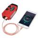 Noodradio met handzwengel, zonnepaneel, zaklamp, alarm en mini powerbank - Rood