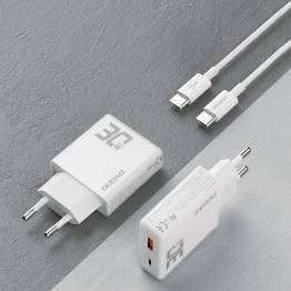  Dudao GaN 30W PD oplader USB-C / USB-A incl 1m USB-C kabel - Wit