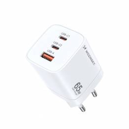 Wozinsky 65W GaN PD oplader m 2x USB-C en 1x USB-A poorten