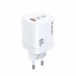  Wozinsky 65W GaN PD oplader m 2x USB-C en 1x USB-A poorten