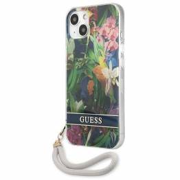  Guess GUHCP13SHFLSB iPhone 13 mini blå hard cover med blomsterrem