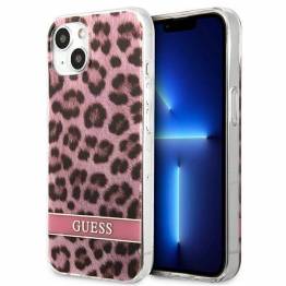 Guess GUHCP13SHSLEOP iPhone 13 mini pink hardcase Leopard