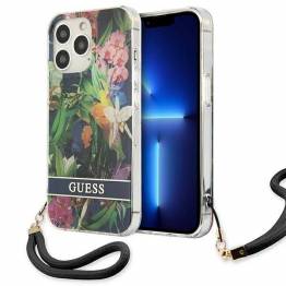 Guess GUHCP13XHFLSB iPhone 13 Pro Max blå hardcase med blomsterrem