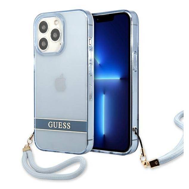 Guess iPhone 13 Pro / 13 blå hardcase Translucent Stap