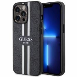 Guess iPhone 13 Pro / 13 sort hardcase 4G med striber MagSafe