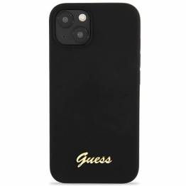  Guess iPhone 13 sort hardcase silikone script guld logo