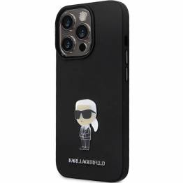  Karl Lagerfeld til iPhone 13 Pro Max - sort silikone Ikonik metal-pin