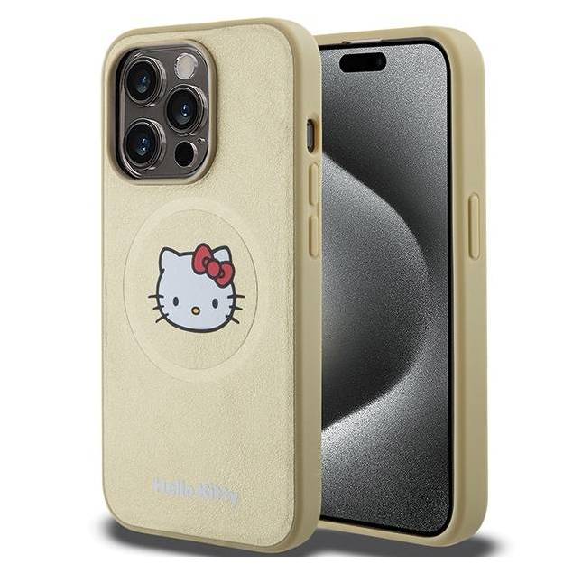 Hello Kitty læder Kitty Head MagSafe cover til iPhone 13 Pro Max - guld