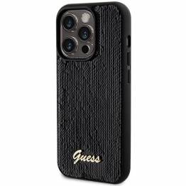  Guess paillet skrift metal cover til iPhone 13 Pro Max - sort