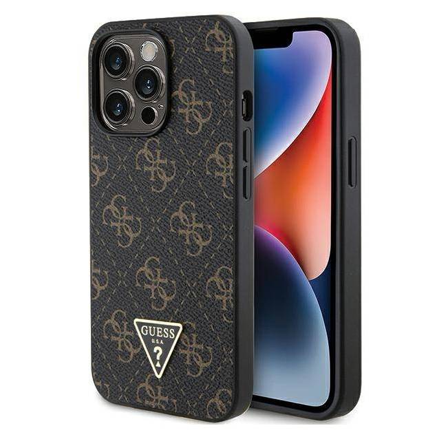 Guess 4G trekantet metallogo cover til iPhone 13 Pro / iPhone 13 - sort