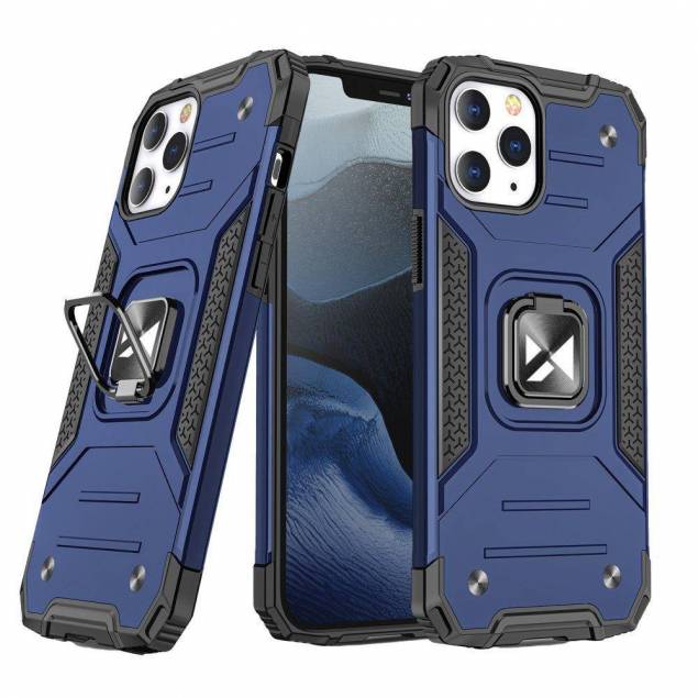 Wozinsky Ring Armor Cover med Kickstand Robust Slidstærk Cover til iPhone 13 Pro Max blå