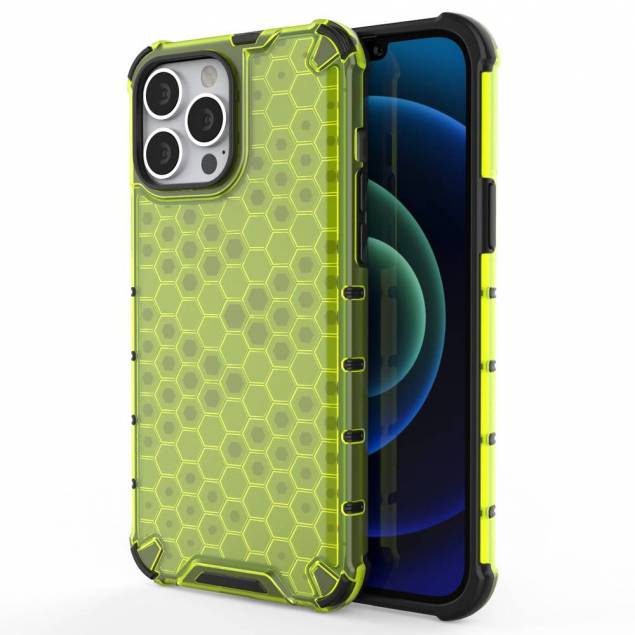 Honeycomb cover med TPU-bumper til iPhone 13 Pro Max i grøn