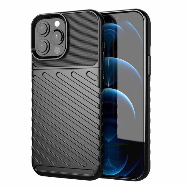 Thunder Case Fleksibel Tough Rugged Cover TPU Cover til iPhone 13 Pro Max sort