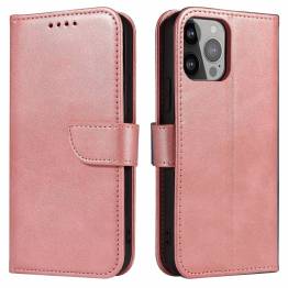 Elegant bookcase cover med klap og kickstand til iPhone 13 Pro pink