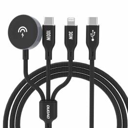 Dudao 3-in-1 multi-kabel met 100W USB-C, Lightning en Apple Watch - 1,2m