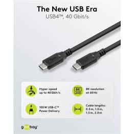  Goobay USB-C kabel 100W PD - USB4 - 40 Gbit/s - 2m - Zwart