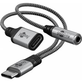 Goobay USB-C naar Mini jack 3.5mm vrouwelijk en USB-C vrouwelijk - 60W - 17cm