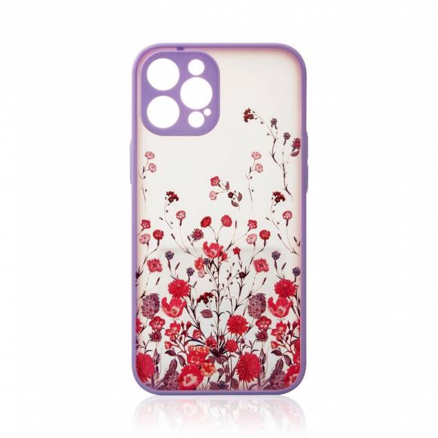 iPhone 12 Pro hoesje met bloemen - Paars