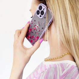  iPhone 12 Pro hoesje met bloemen - Paars